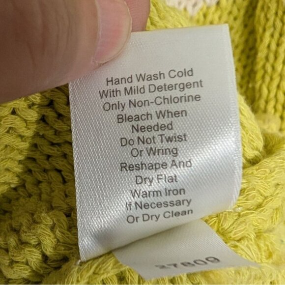 Garnet Hill Polka Dot Sweater Womens Size Small Chartreuse Yellow Knit Cotton - Picture 6 of 10